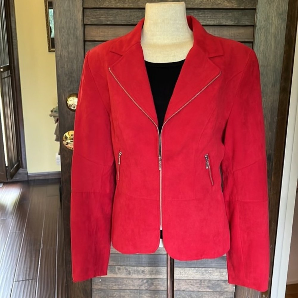 Red Faux Suede Blazer